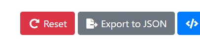 Screenshot of "reset" and "export" buttons